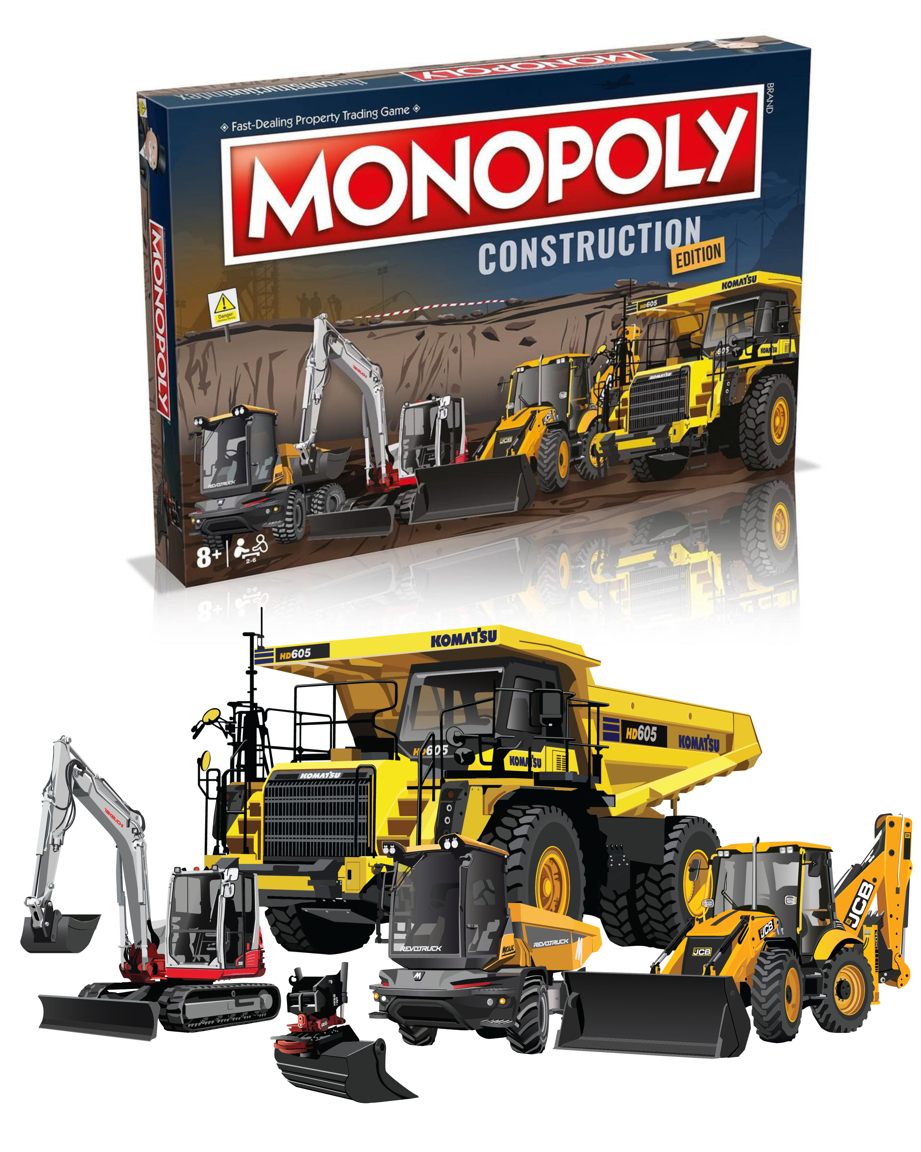 Machinery illustration work for The Construction Index, including a Monopoly Construction Edition box design